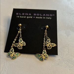 Elena Solano 14k Gold Butterfly Earrings
